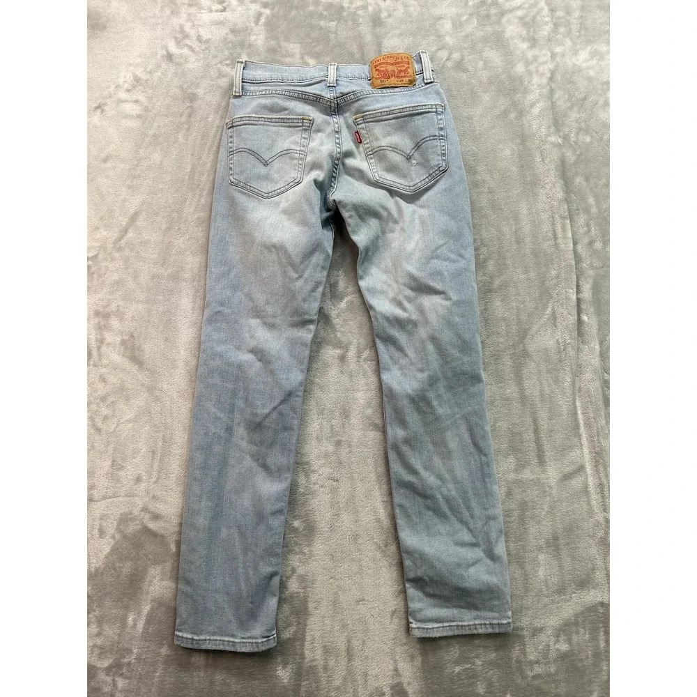 Levis 511 Jeans Mens Sz 28x30 Blue SLim Fit Whiskered Distressed Stretch Guys